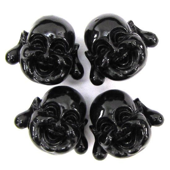 18mm synthetic coral carved buddha beads 15" strand 20 pcs black