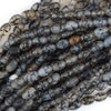 9mm black dragon vein agate barrel beads 15