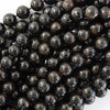 AA Natural Black Blue Arfvedsonite Round Beads 15.5