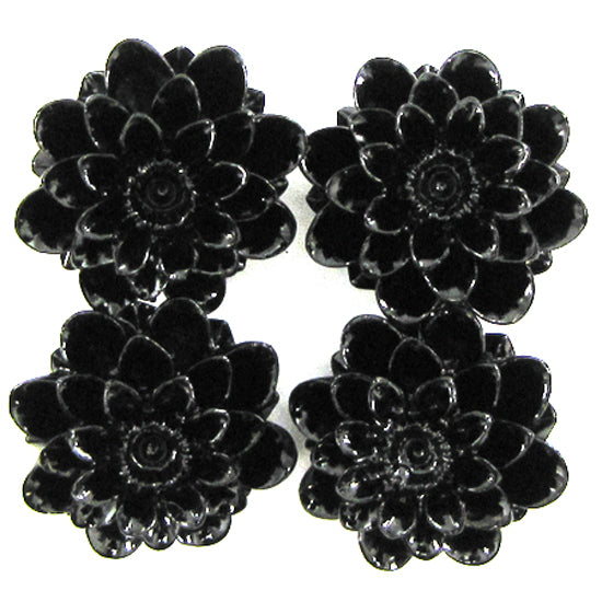 18mm synthetic coral chrysanthemum flower beads 15" strand black 20 pieces