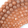 AA Natural Orange Sunstone Round Beads Gemstone 15