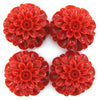 24mm synthetic coral carved chrysanthemum flower beads 15