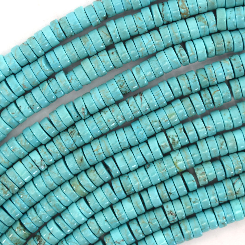 6mm - 7mm blue turquoise heishi disc beads 15.5" strand