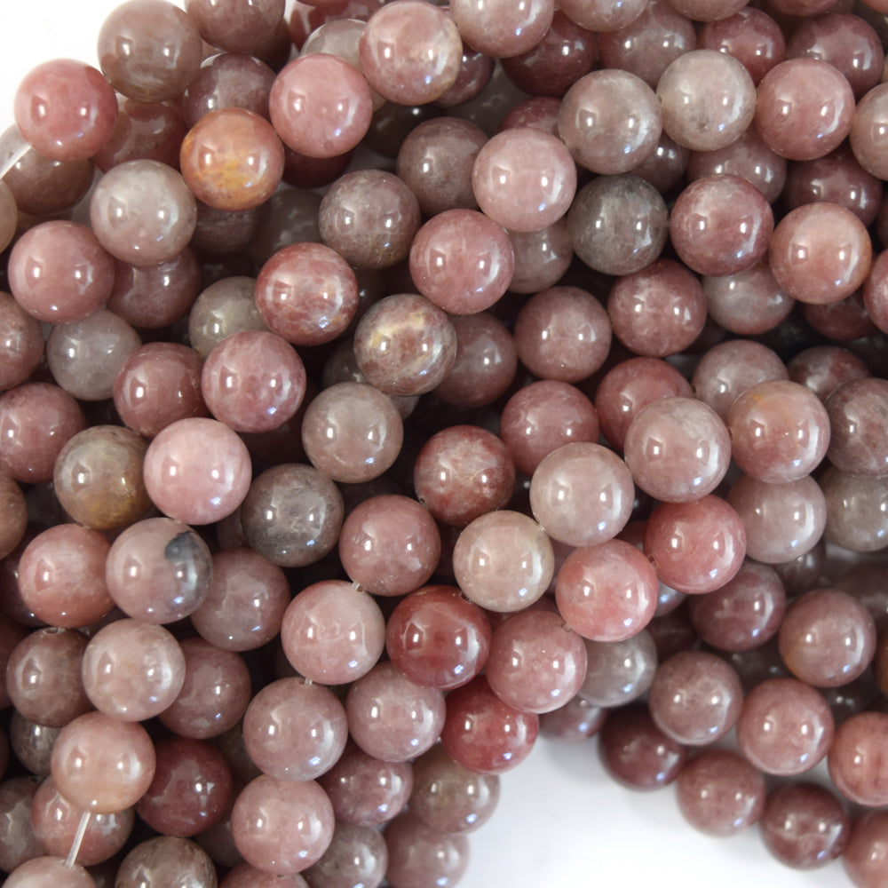 Natural Plum Purple Jade Round Beads Gemstone 15" Strand 6mm 8mm 10mm
