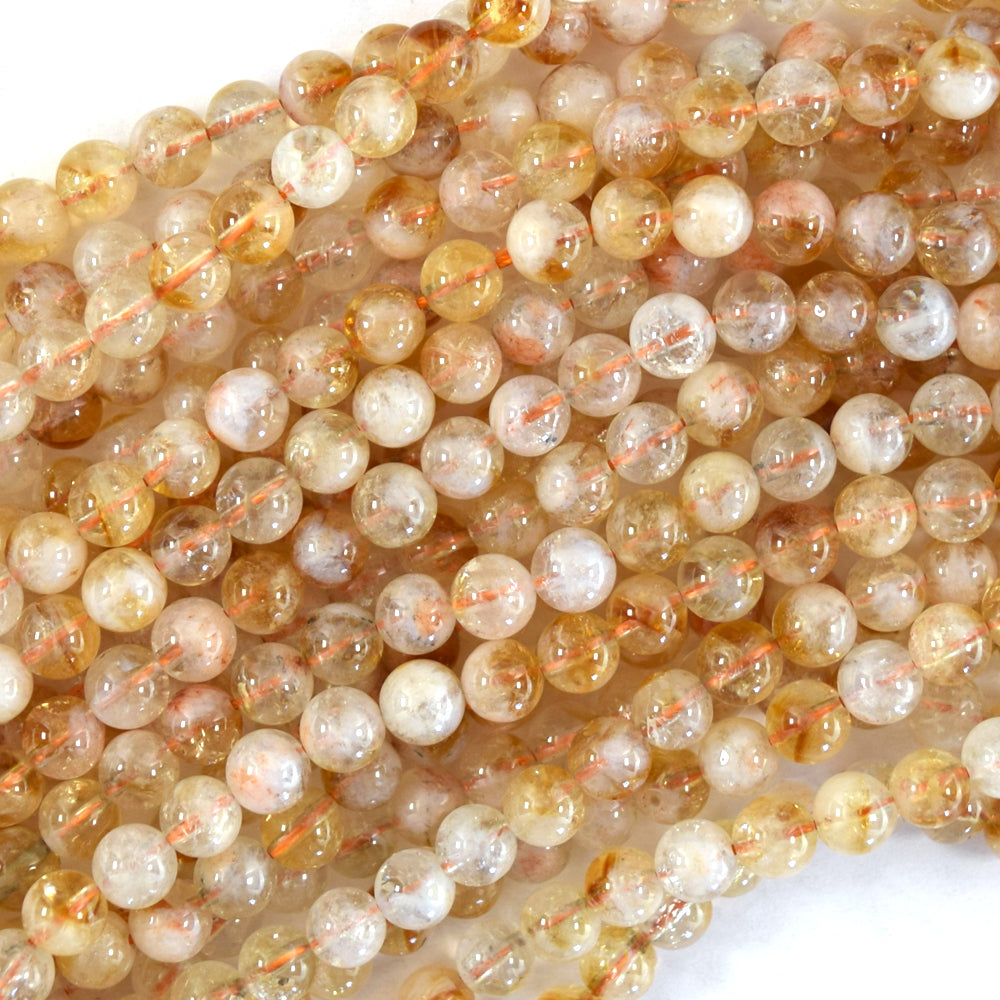 A grade Natural Yellow Citrine Round Beads 15" Strand 4mm 6mm 8mm 10mm 12mm S1