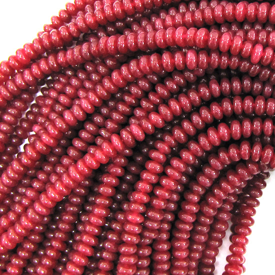 4mm ruby red jade rondelle beads 15" strand