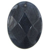 2 pieces 40mm faceted sapphire blue jade flat oval bead pendant