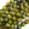 AA Apple Green Tiger Eye Round Beads Gemstone 15
