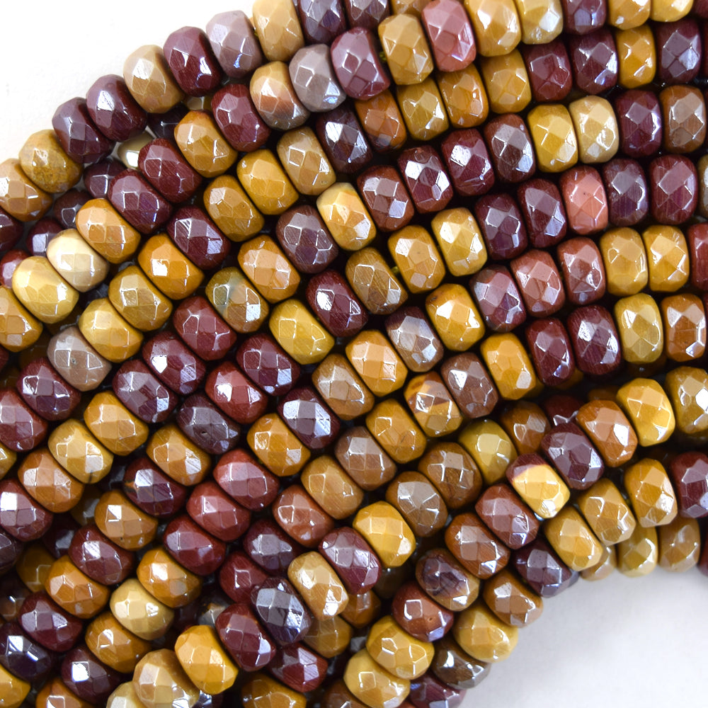 5x8mm Mystic Titanium Faceted Gemstone Rondelle Button Beads 15" Strand