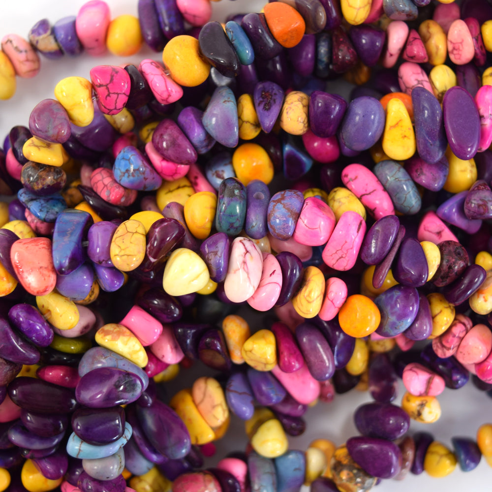 6-10mm multicolor turquoise chip beads 31" strand chips