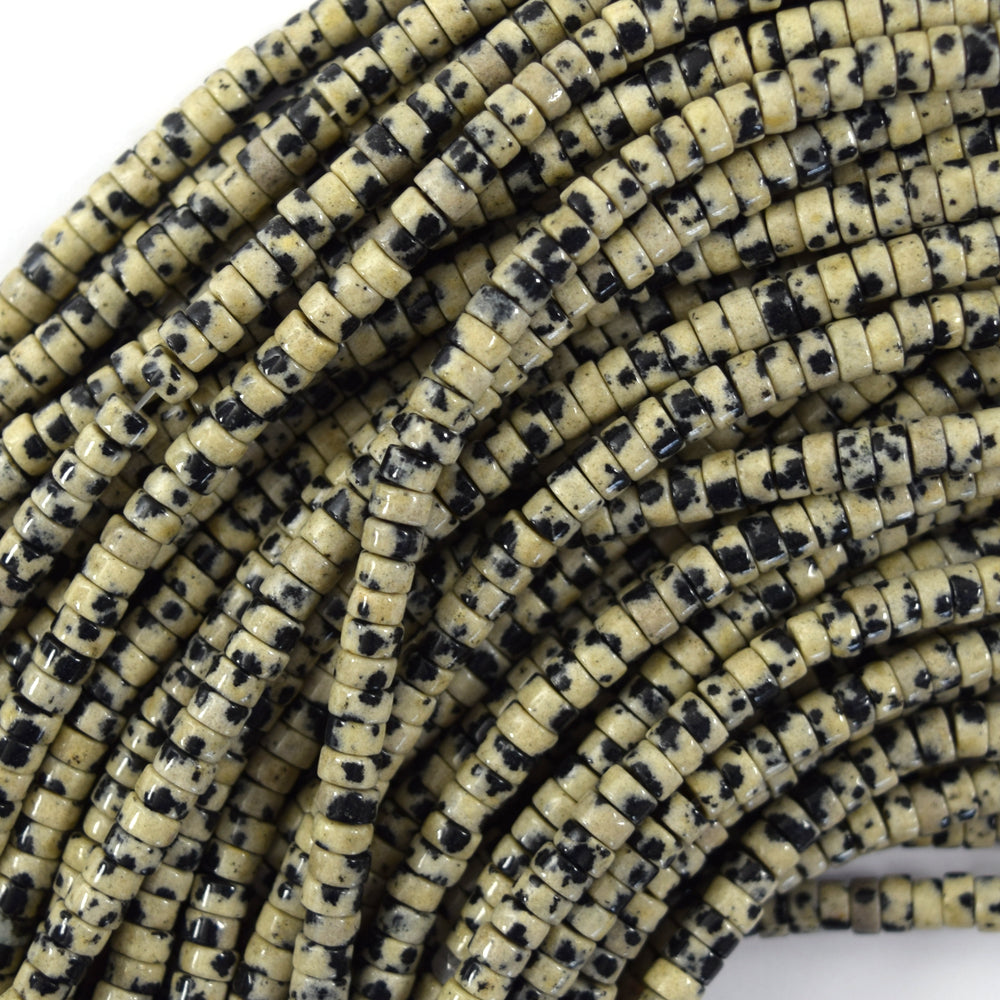 4mm natural dalmatian jasper heishi disc beads 15.5" strand 2x4mm