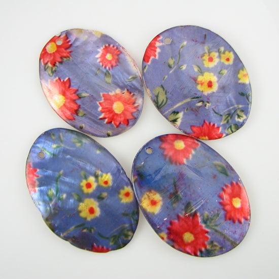 2 pieces 57-74mm lavender shell oval pendant bead