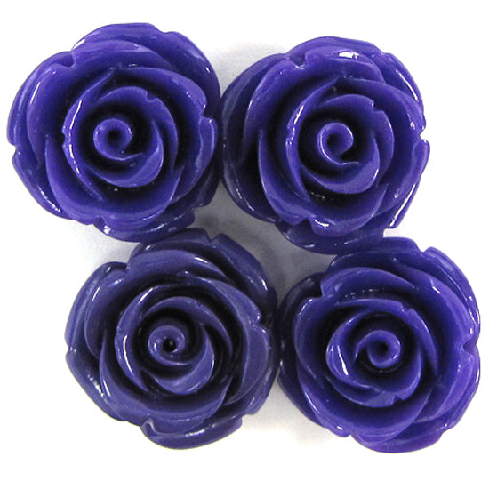 20mm synthetic coral carved rose flower beads 15" strand 20 pcs purple S2