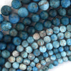 Natural Matte Blue Apatite Round Beads 15.5