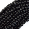Natural Faceted Black Obsidian Round Beads 15