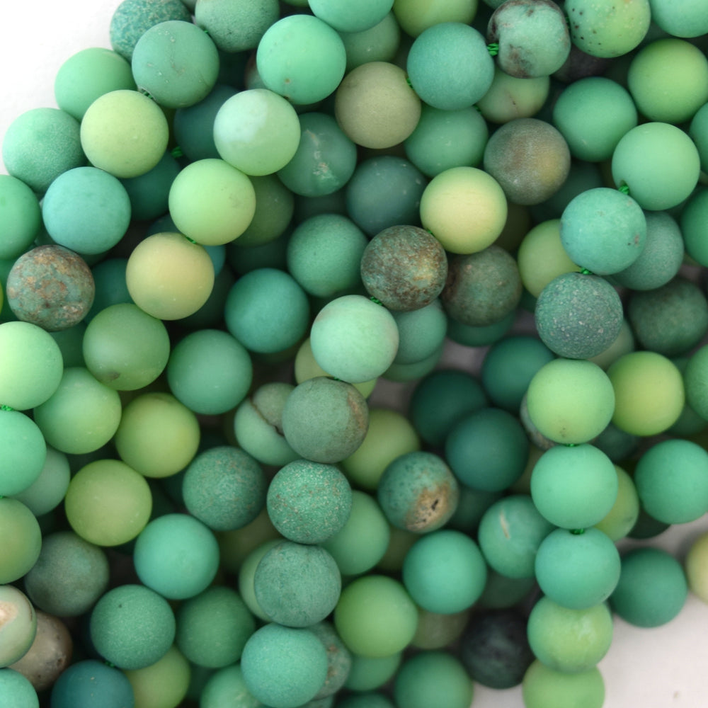 Natural Matte Green Chrysoprase Round Beads 15.5" Strand 4mm 6mm 8mm 10mm