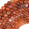 AA Orange Red Fire Agate Round Beads Gemstone 15