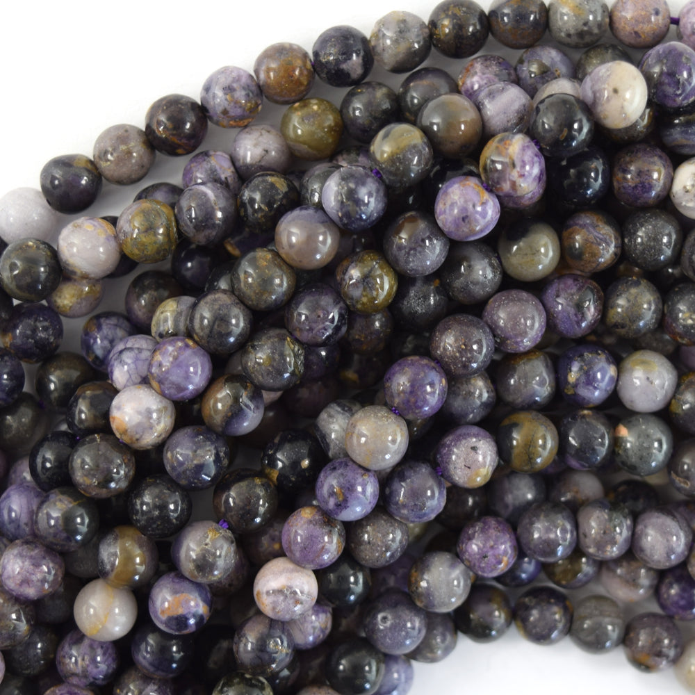 Natural Chinese Purple Charoite Round Beads Gemstone 15.5" Strand 6mm 8mm 10mm