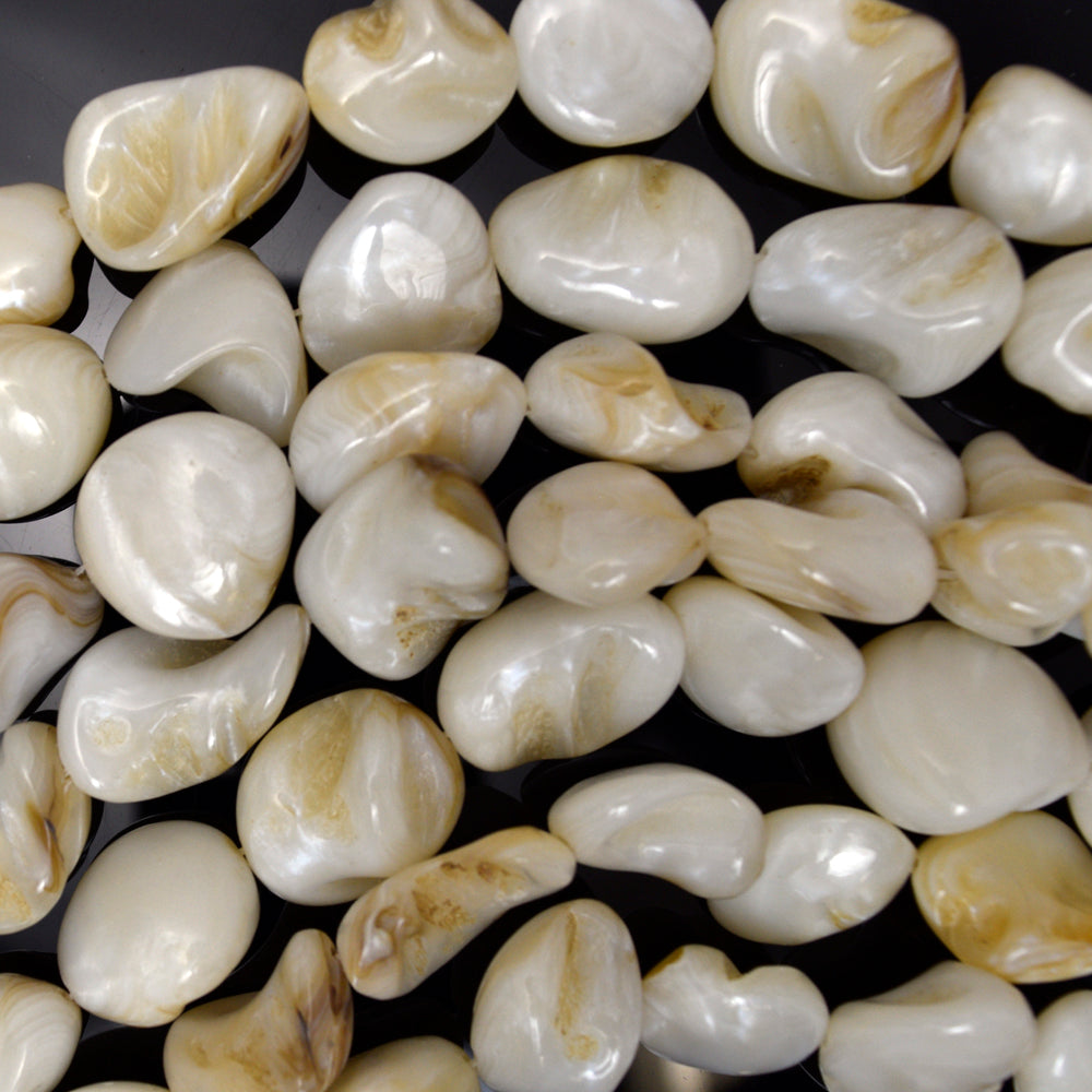 14mm - 20mm natural white shell pebble nugget beads 15" strand
