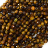 Natural Faceted Tiger Eye Round Beads Gemstone 14.5