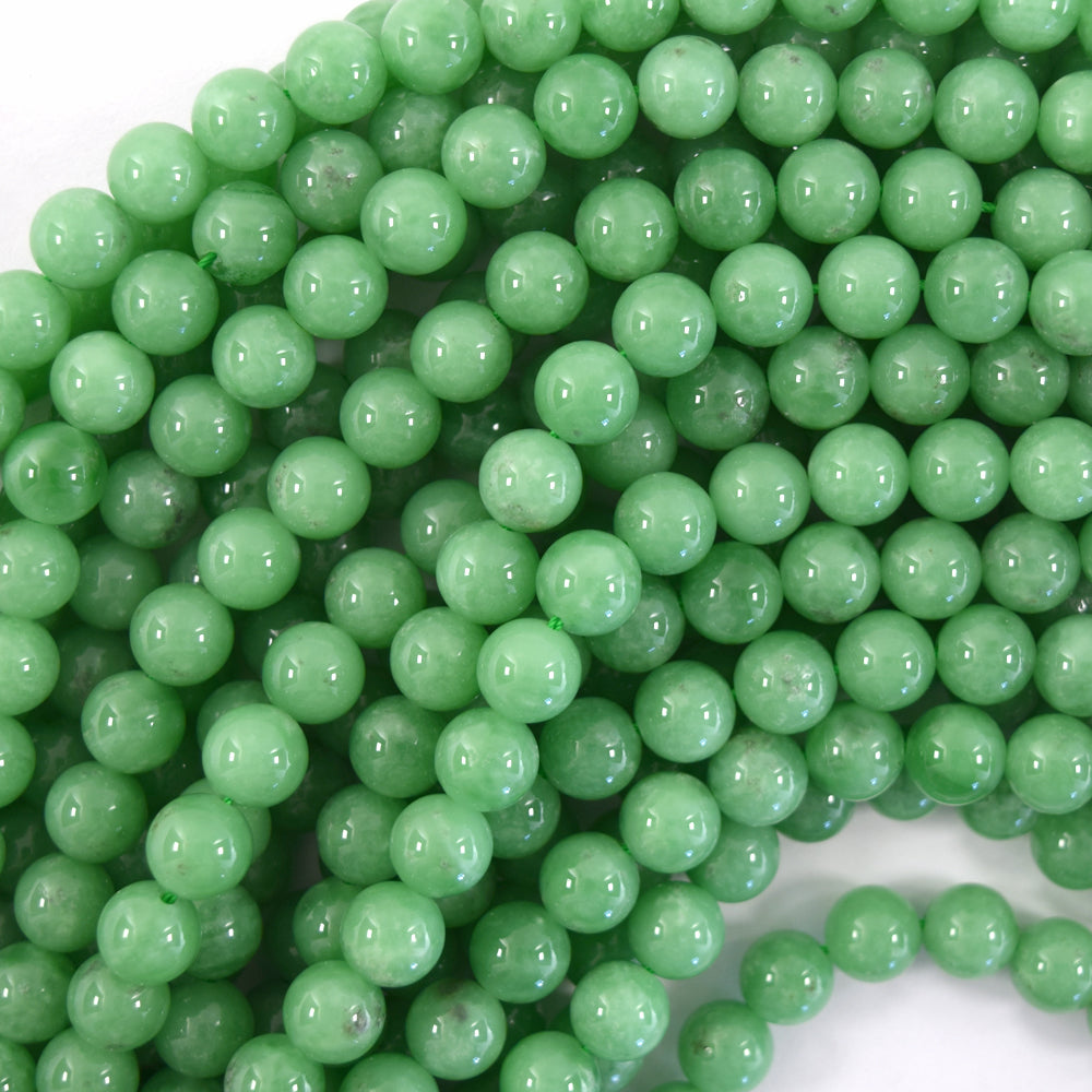 Natural Dark Green Angelite Round Beads Gemstone 15.5" Strand 6mm 8mm 10mm 12mm