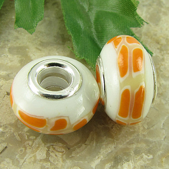 2 sterling silver lampwork glass beads fit 0209