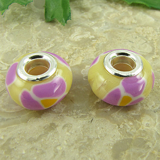 2 sterling silver lampwork glass beads fit 0213