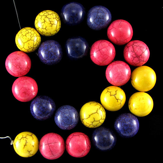 18mm multicolor turquoise round beads 16" strand