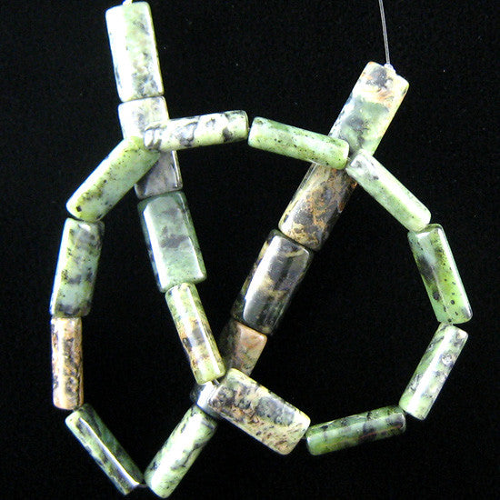 20mm green jasper pillow beads 16" strand