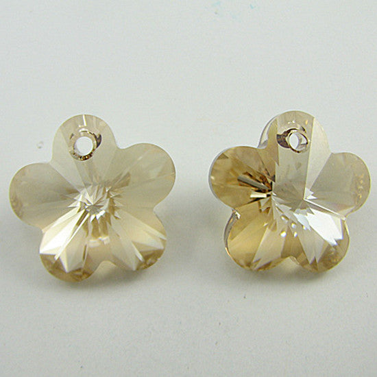 2 18mm Swarovski crystal flower beads 6744 golden shadow