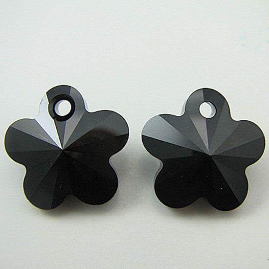 2 18mm Swarovski crystal flower beads 6744 jet