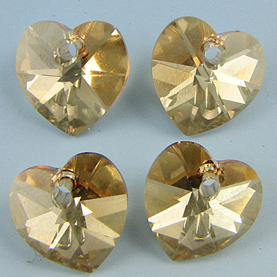 4 10mm Swarovski crystal heart pendant 6202goldenshadow