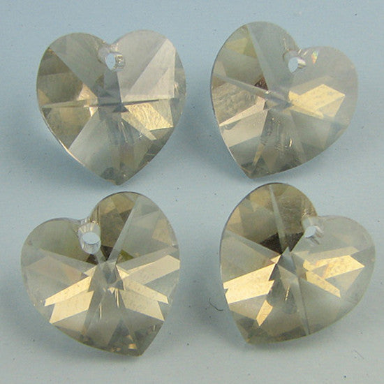 4 10mm Swarovski crystal heart pendant 6202 silvershade