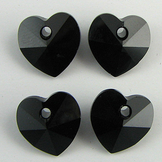 4 10mm Swarovski crystal heart pendant 6202 jet