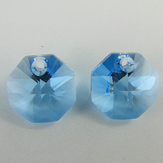 2 12mm Swarovski crystal octagon pendant 6401aquamarine