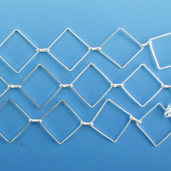 26mm silver plated copper diamond chain one foot findings