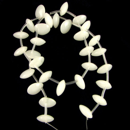 12mm white jade briolette beads 16" strand