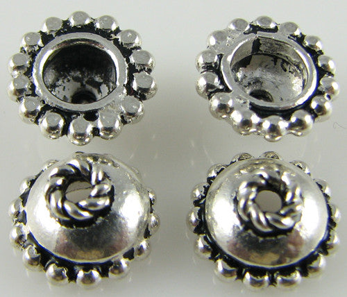 9x5mm .925 sterling silver spacer beads cap 4pcs findings