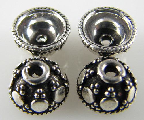 9x4.5mm .925 sterling silver spacer beads cap 4pcs findings